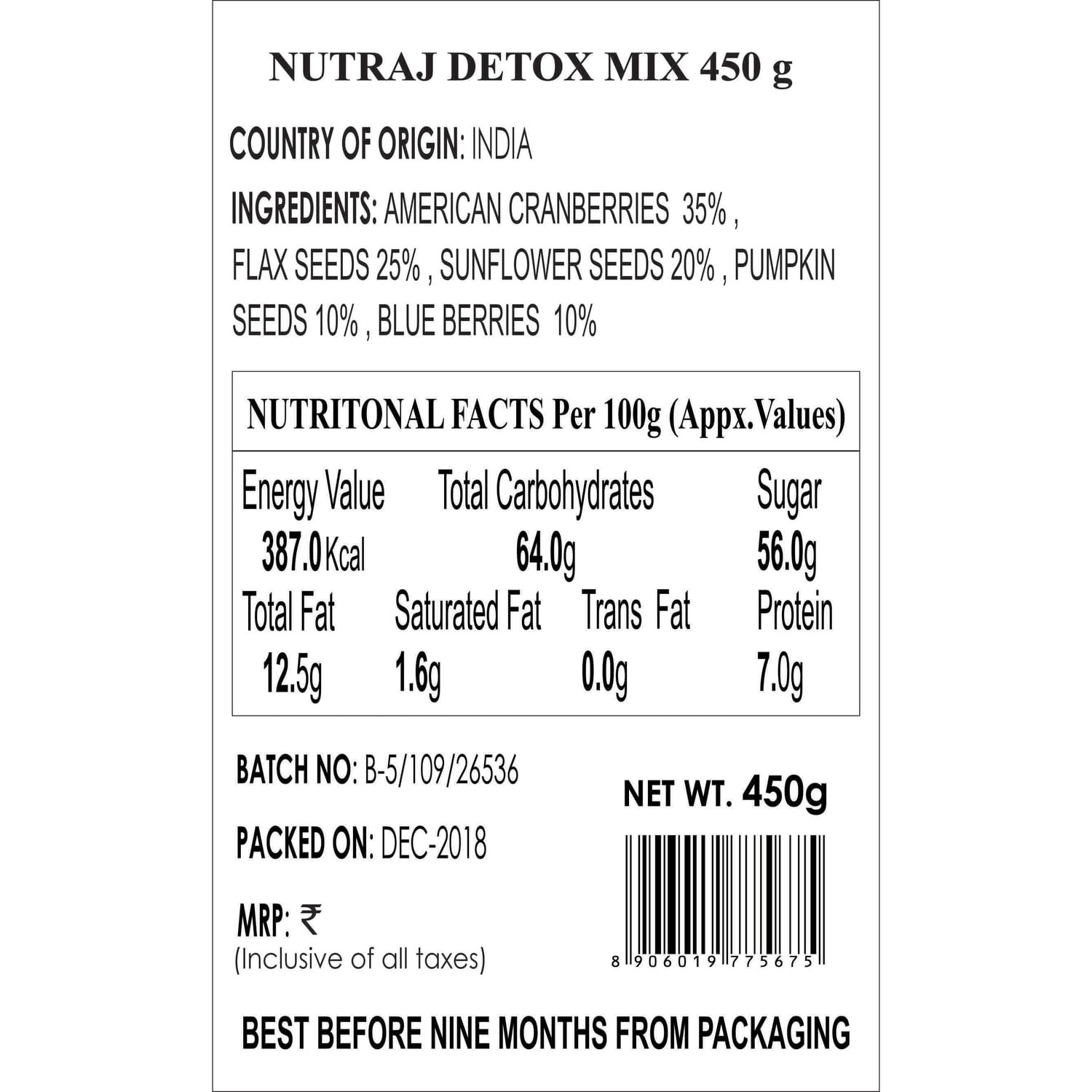 Nutraj Detox Mix 900g (2 X 450g)