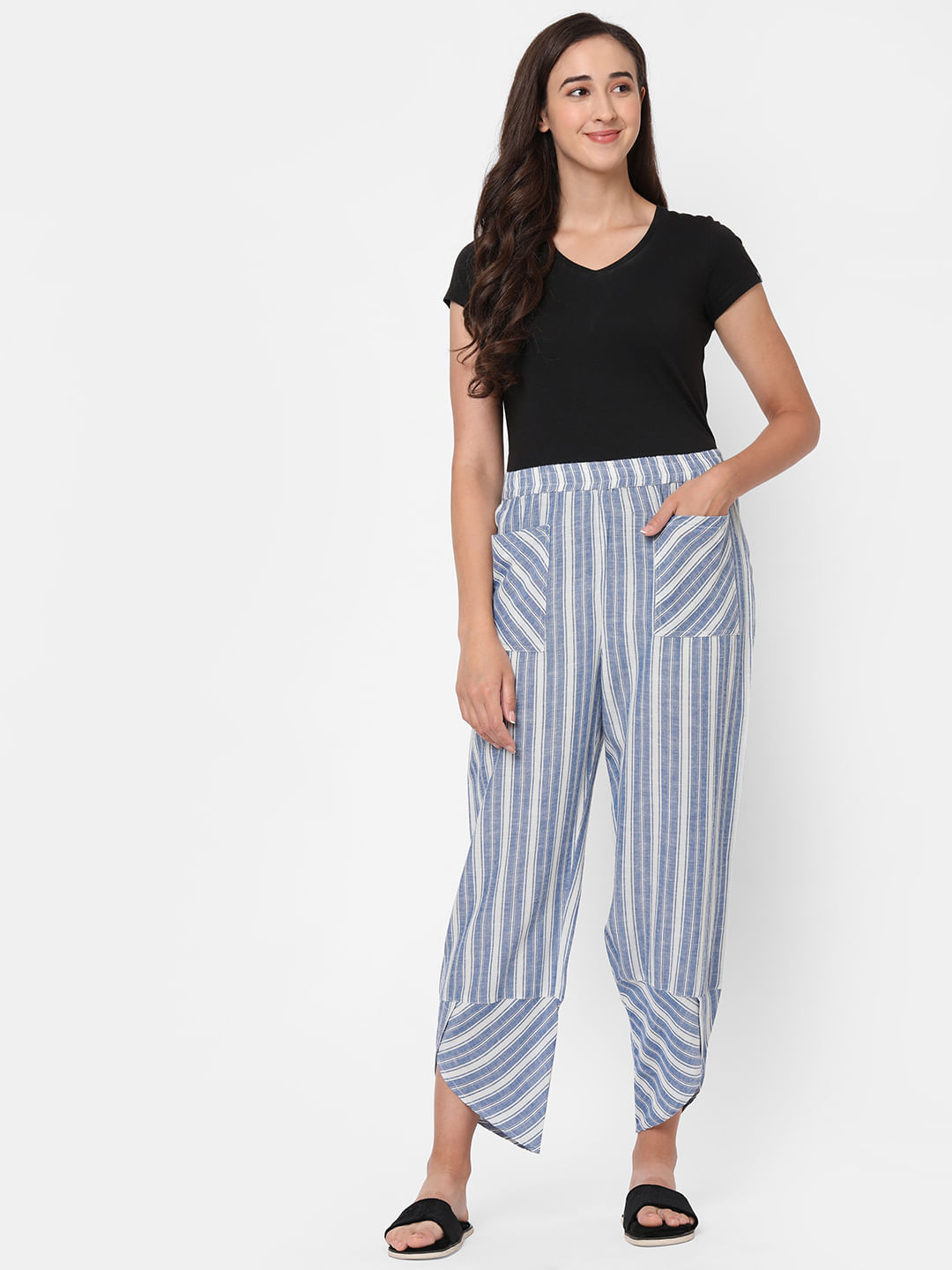Multicolor 40 Inch Length Stripped Pattern Casual Wear Cotton Palazzo Pant  at Best Price in Mumbai  Mamta Enterprises