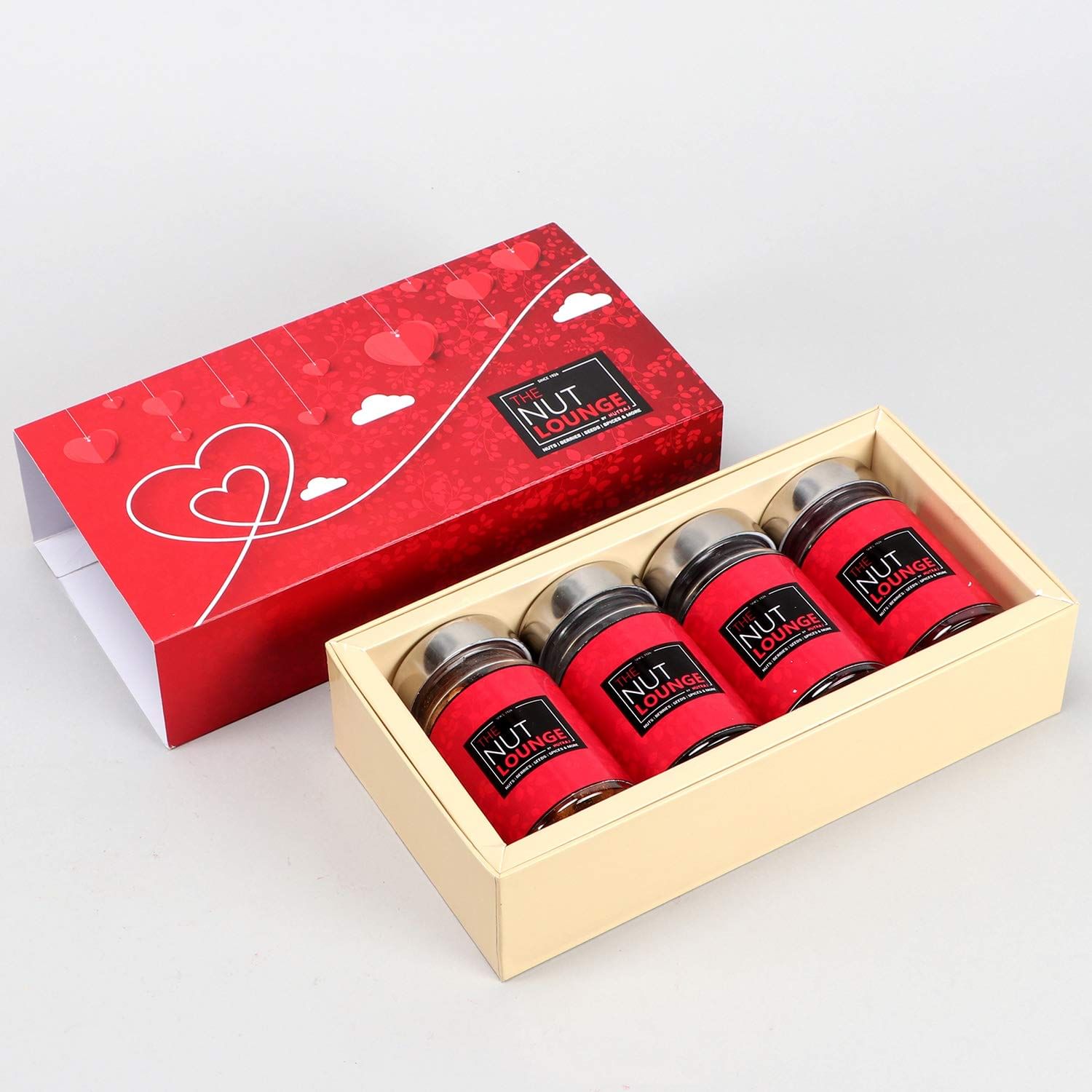 Nut Lounge Chocolate Gift Box 400g (Hazelnut Chocolate, Almond Kulfi, Sliced Cranberry, Almond Dark Chocolate 100g Each)