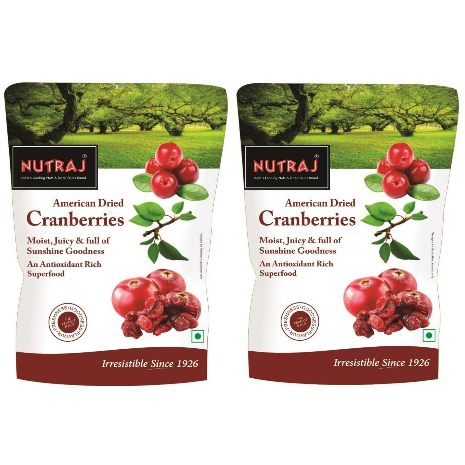 Nutraj Sweet and Tart Sliced American Dried Cranberries 360g (2 X 180g)