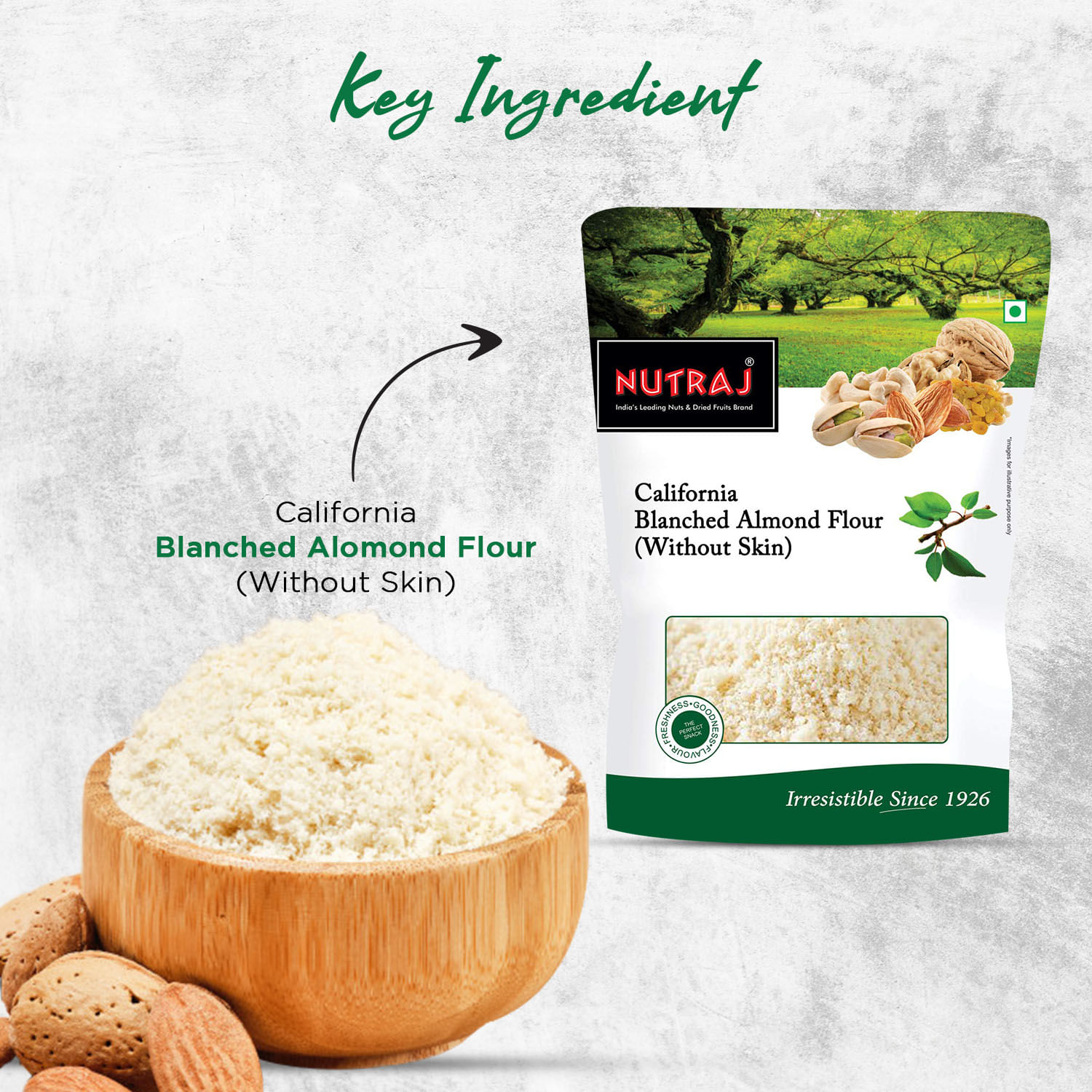 Nutraj California Blanched Almond Flour (Without Skin) 800 g (4 X 200g)