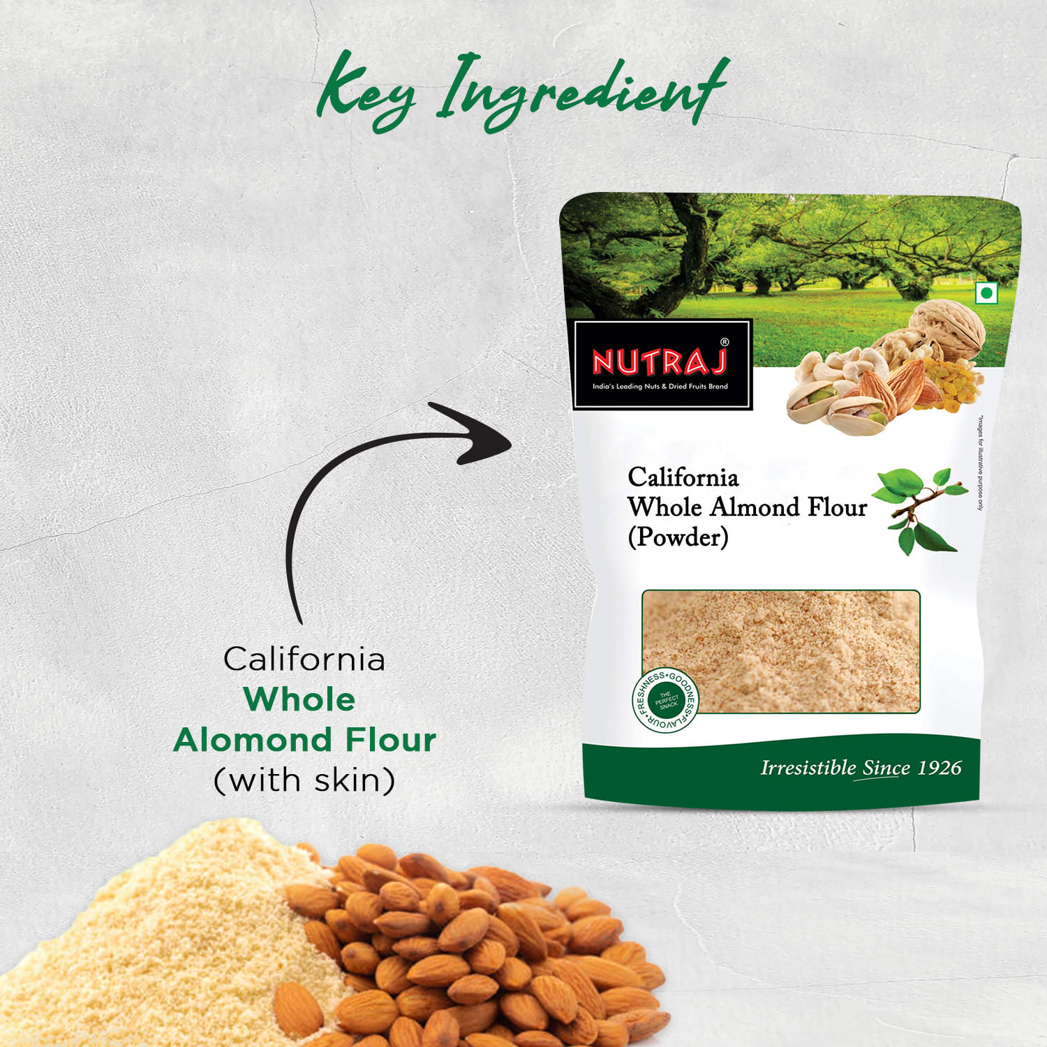Nutraj California Whole Almond Flour (Powder) 400g (2 X 200g)