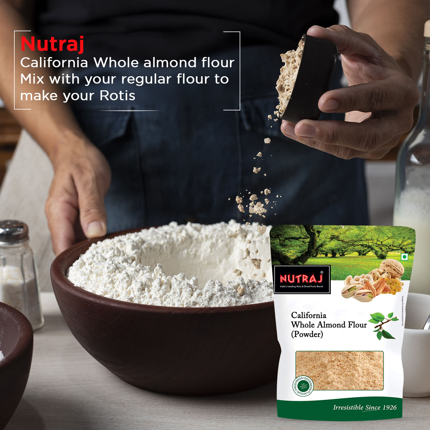 Nutraj California Whole Almond Flour (Powder) 800g (4 X 200g)