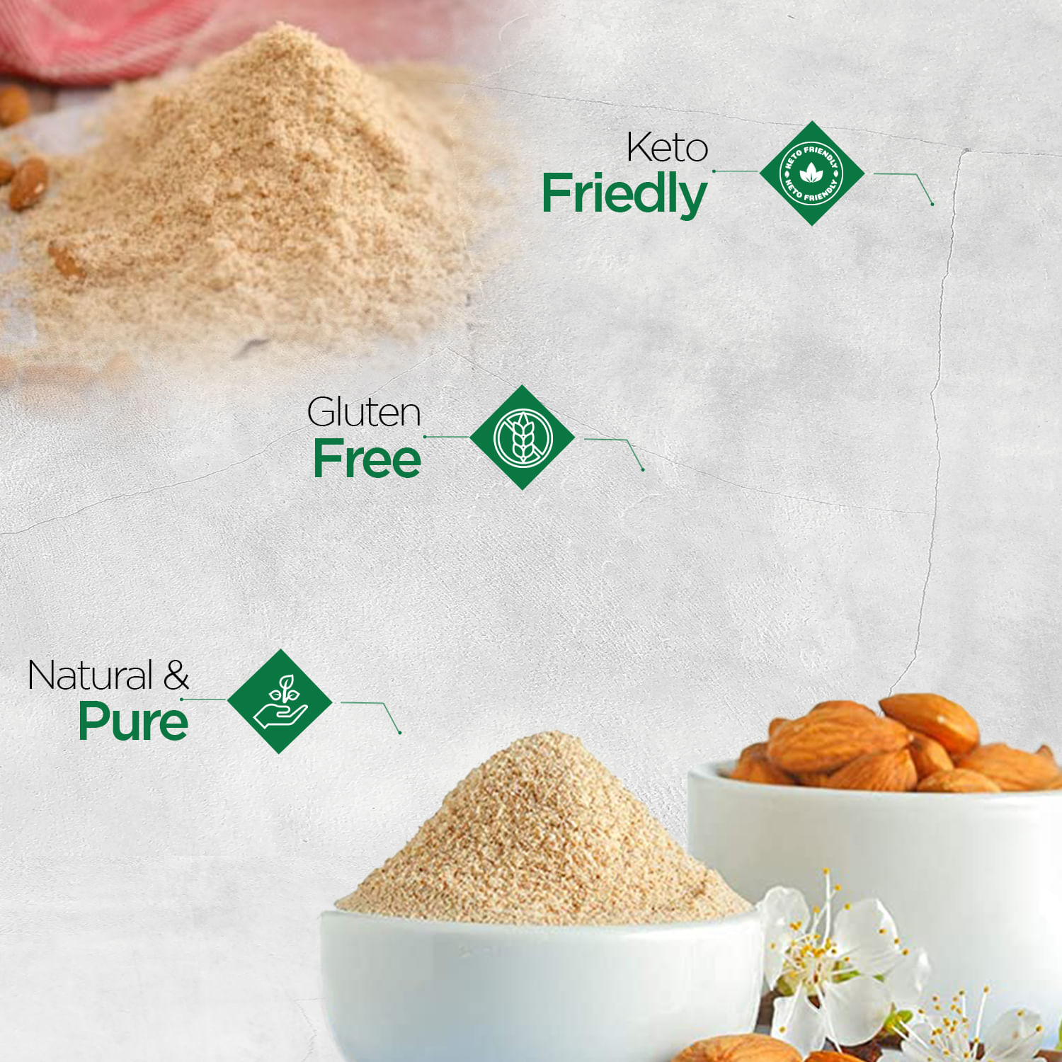 Nutraj California Whole Almond Flour (Powder) 1Kg (5 X 200g)