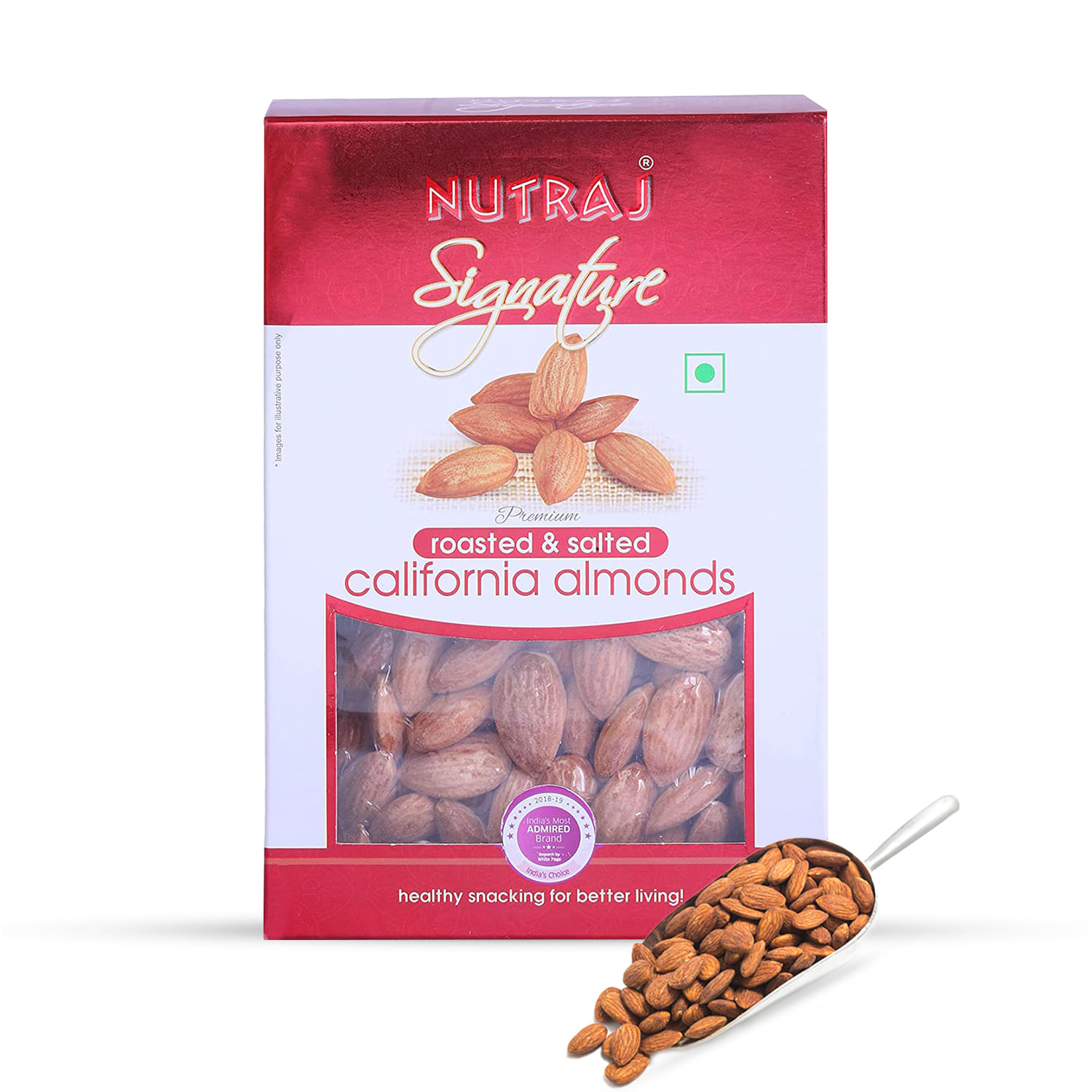 Nutraj Signature Roasted and Salted California Almonds 400g (2 X 200g) - Vacuum Pack