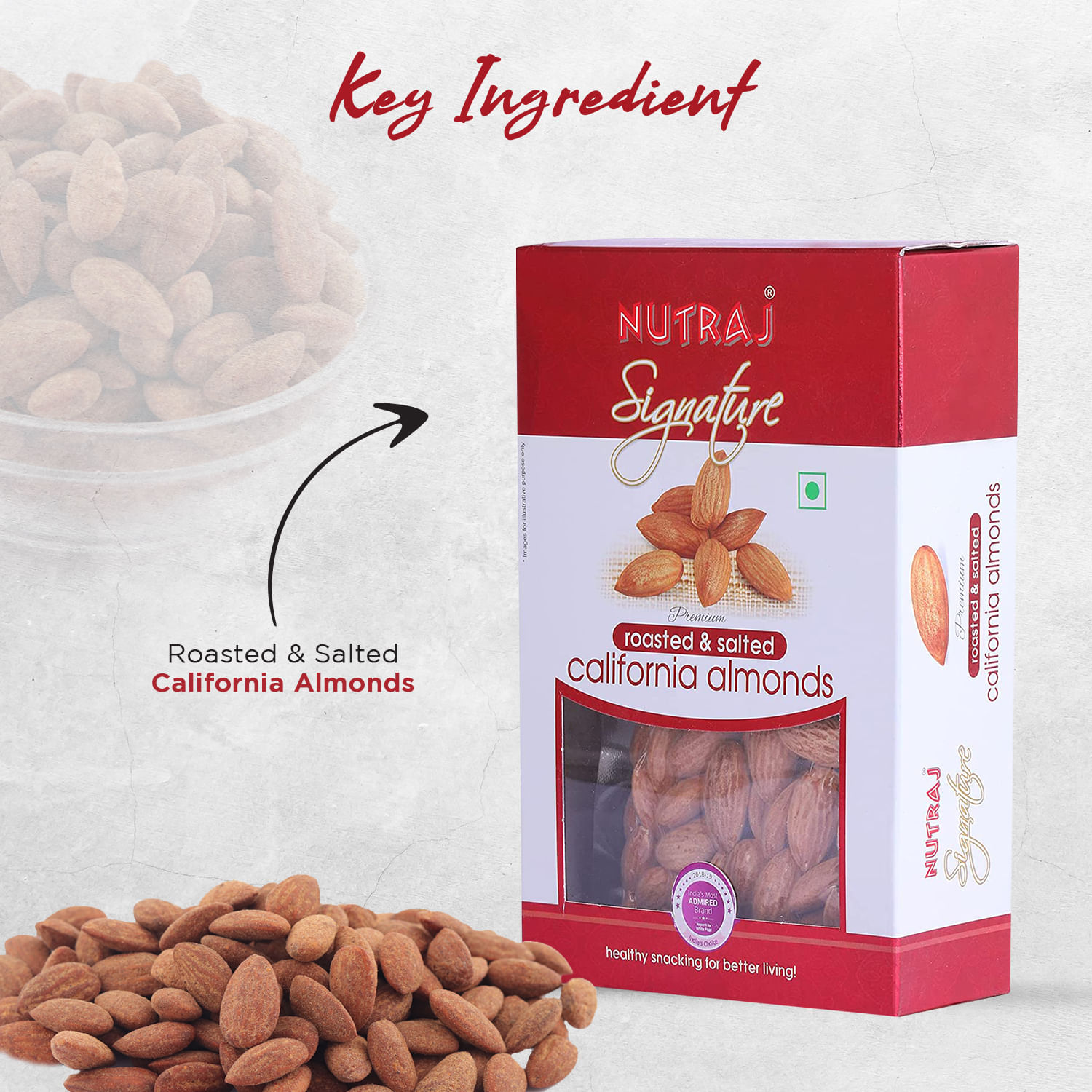Nutraj Signature Roasted and Salted California Almonds 400g (2 X 200g) - Vacuum Pack