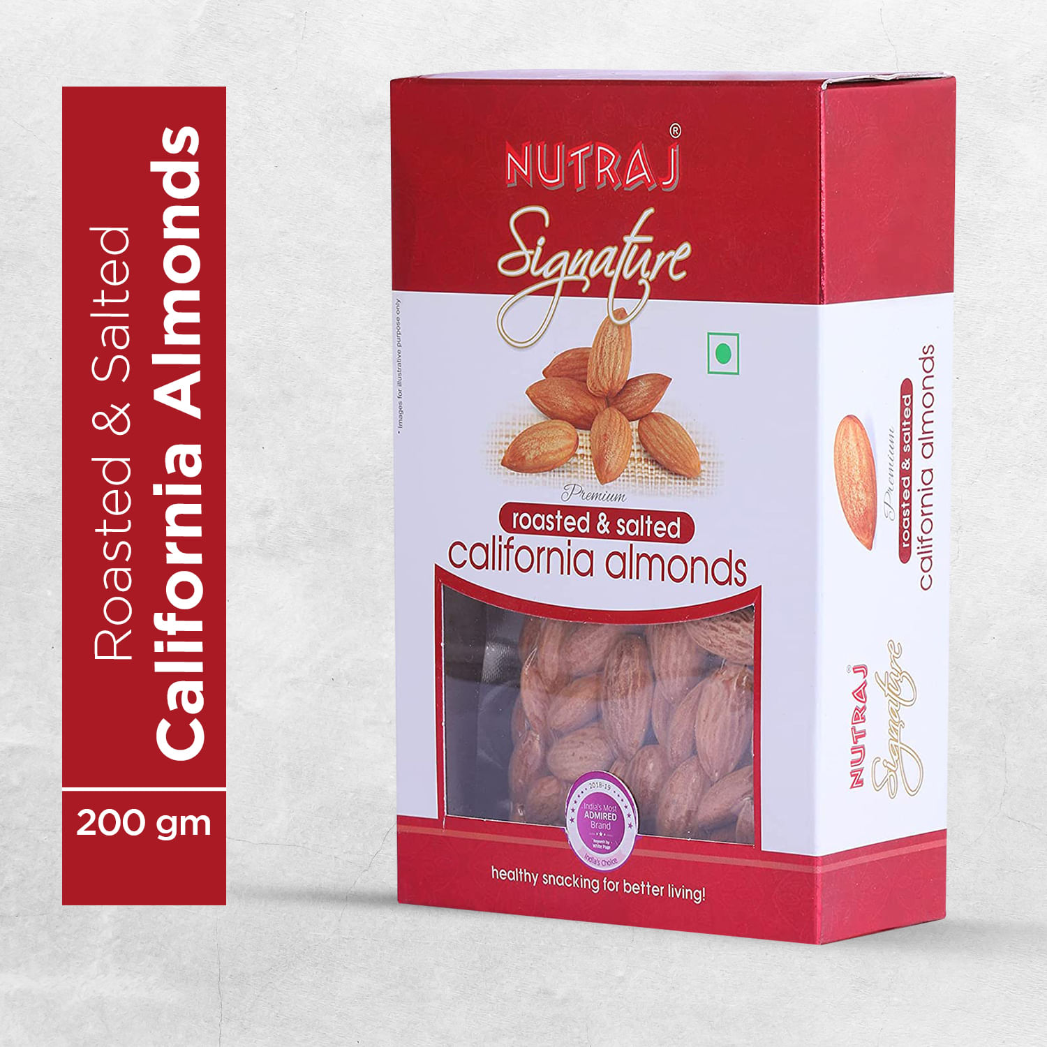 Nutraj Signature Roasted and Salted California Almonds 200g - Vacuum Pack