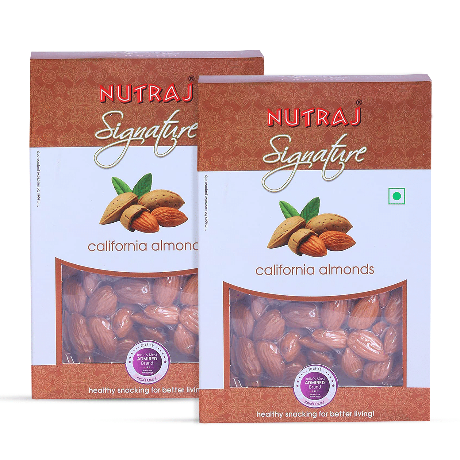 Nutraj Signature California Almonds Plain 400g (2 X 200g) - Vacuum Pack