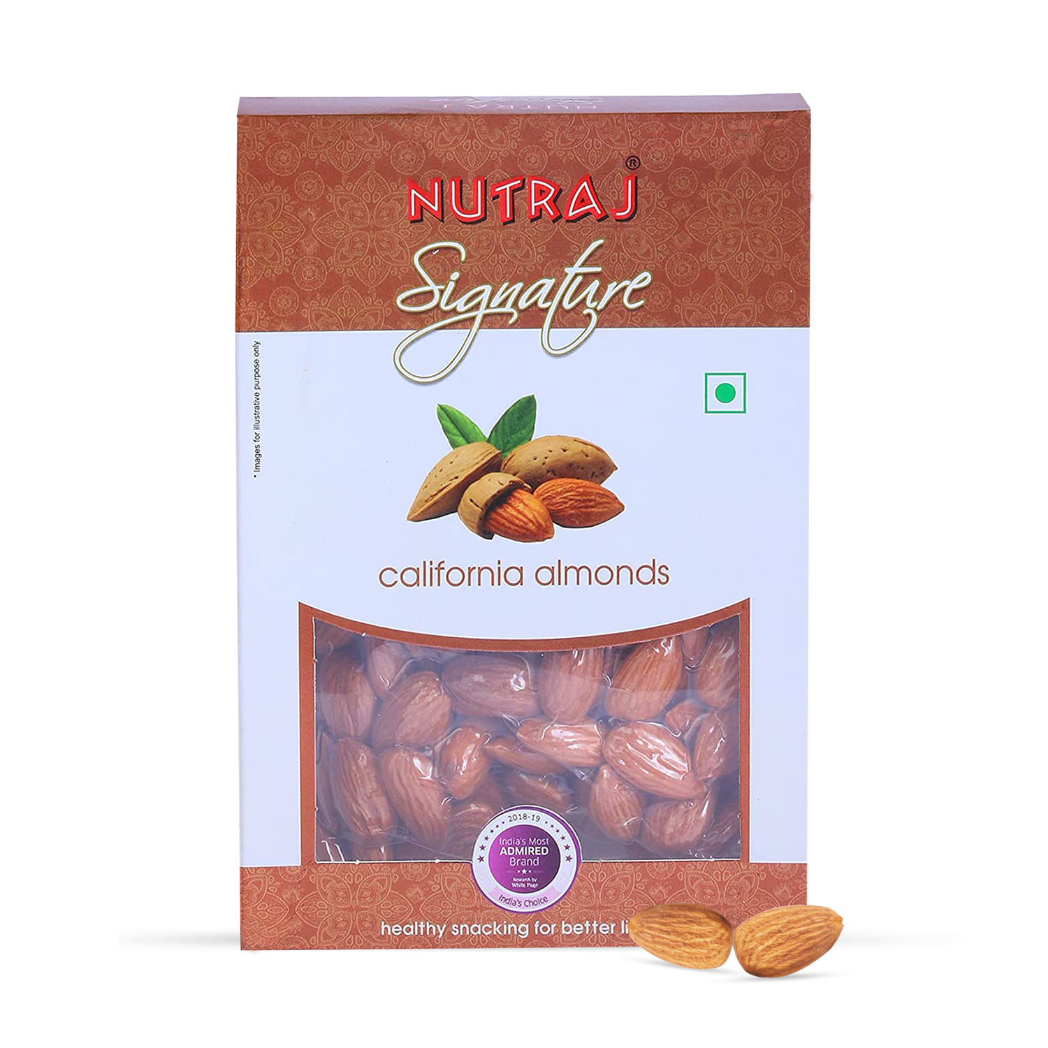 Nutraj Signature California Almonds Plain 400g (2 X 200g) - Vacuum Pack