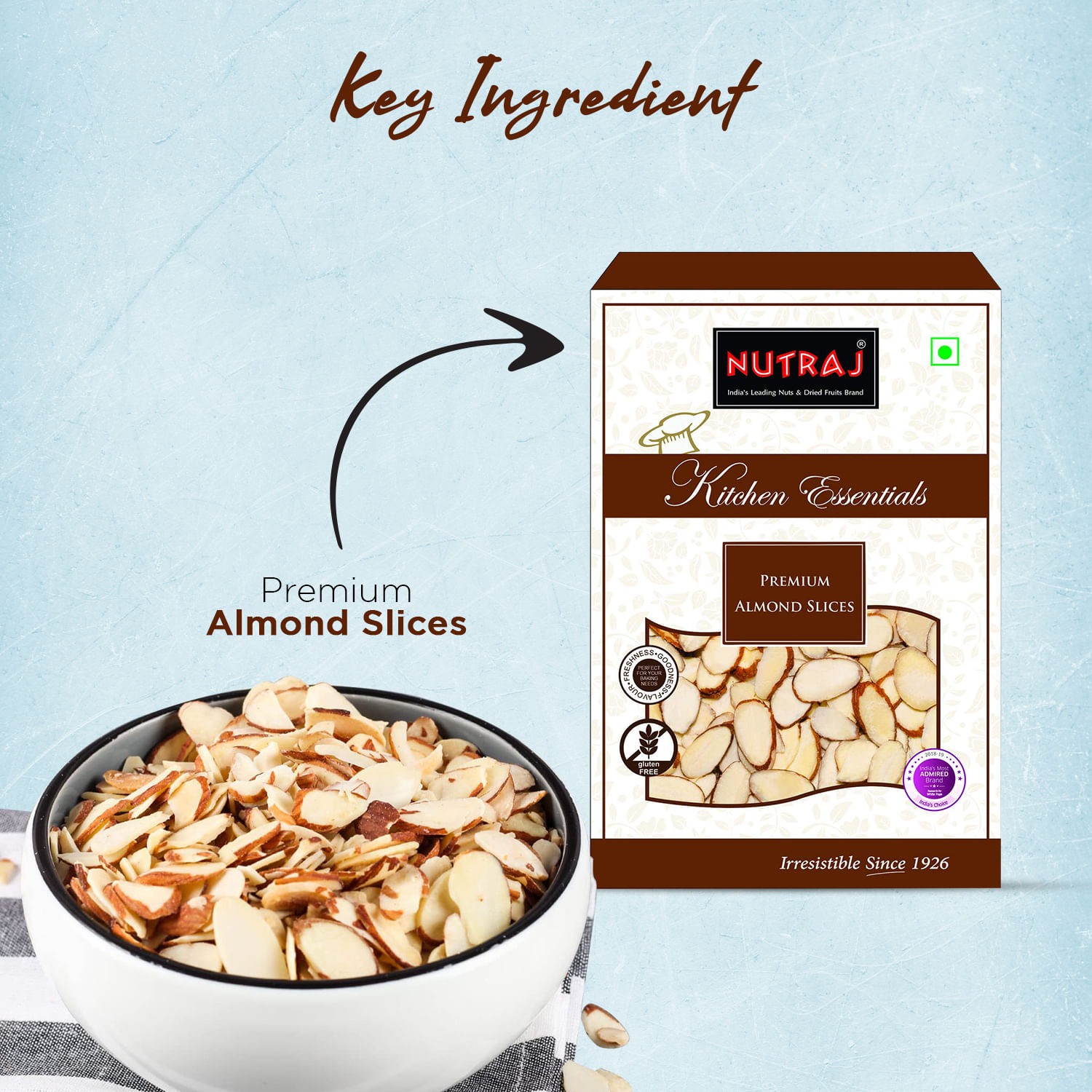 Nutraj Kitchen Essential Premium Almond Slices 800g (4 X 200g)