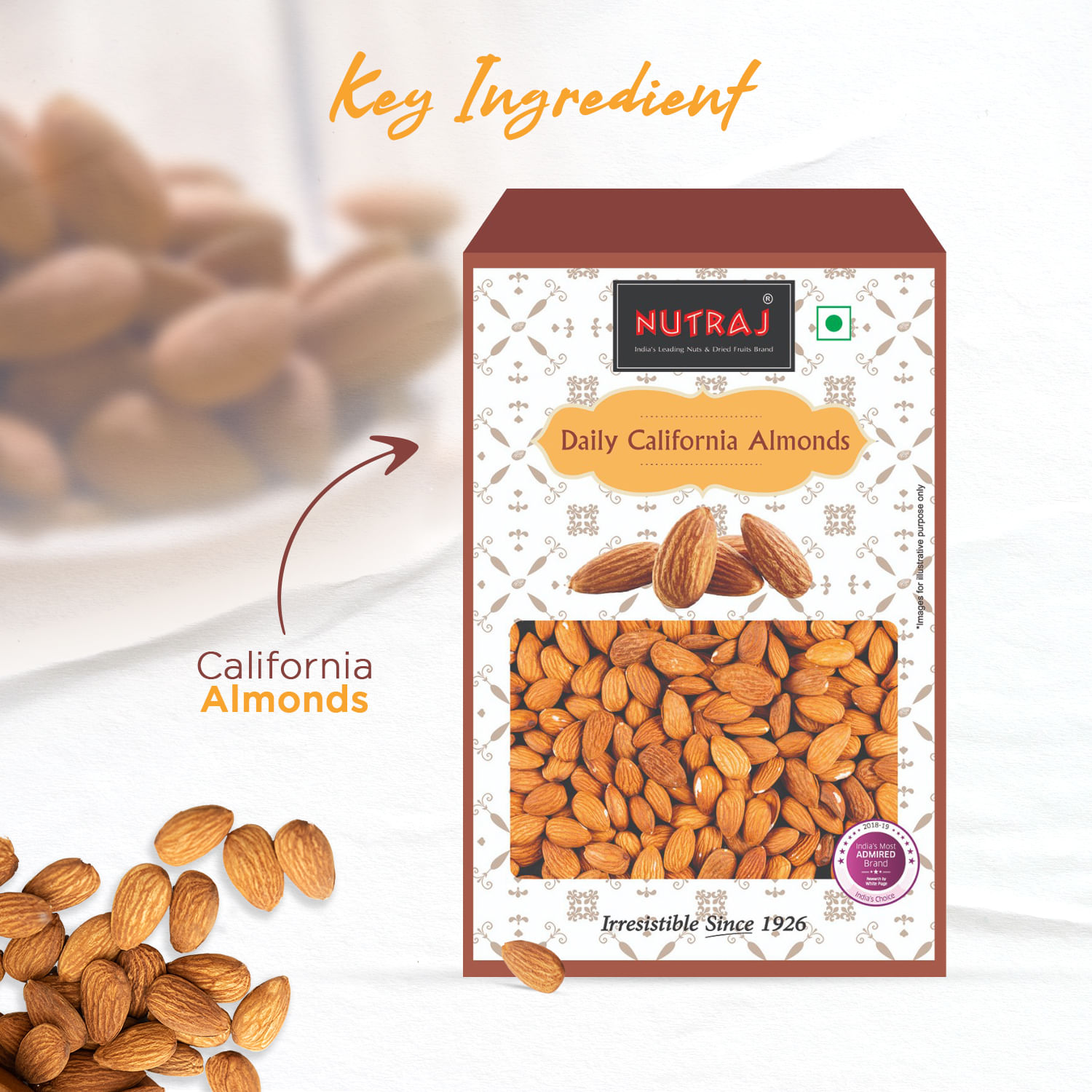 Nutraj Daily California Almond 500g (2 X 500g)