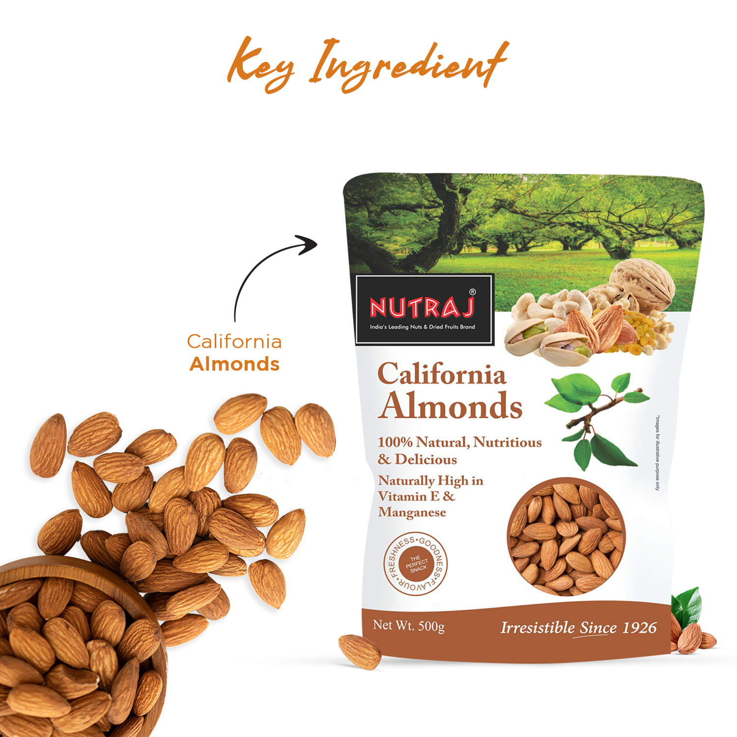 Nutraj California Almonds 500g