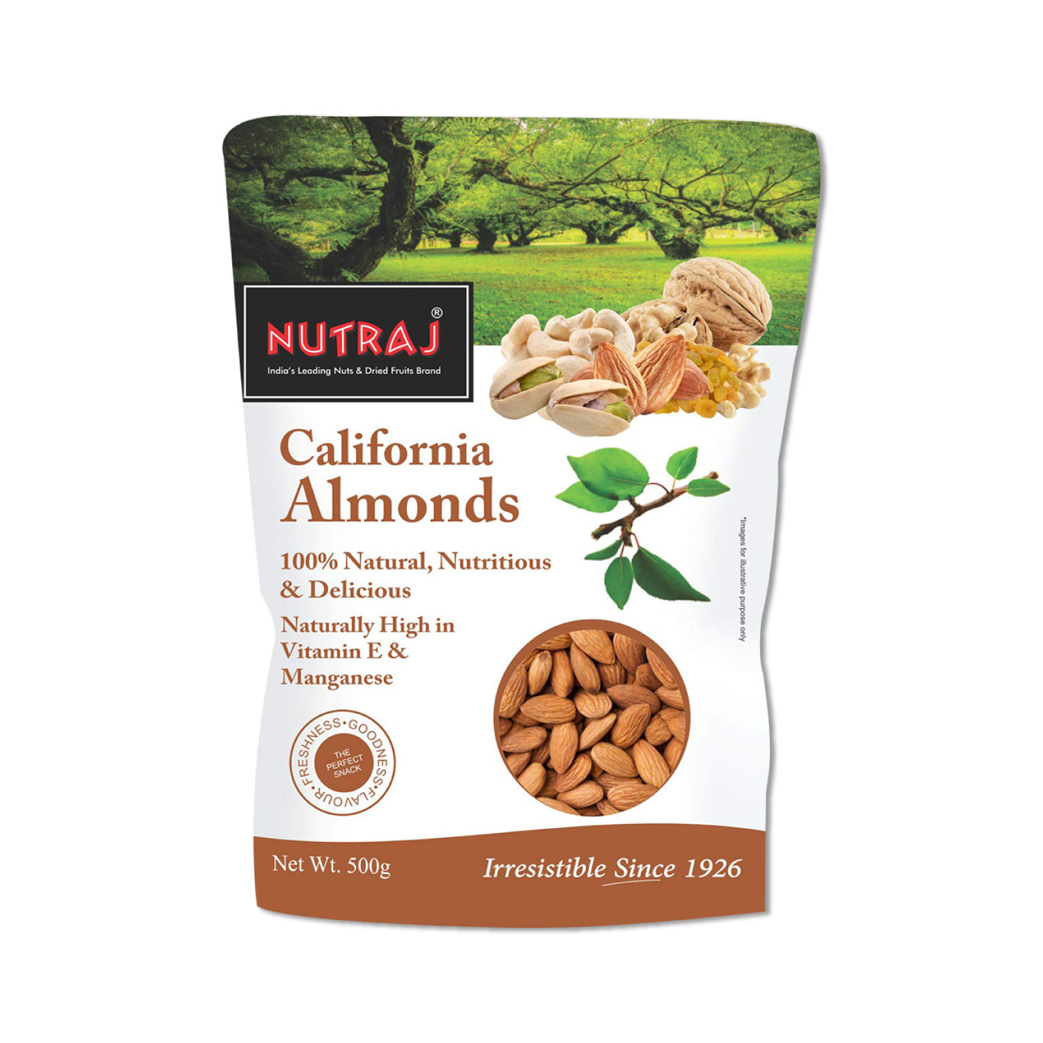 Nutraj Kalmi Dates (Safawi) (500g) and Nutraj California Almonds (500g)