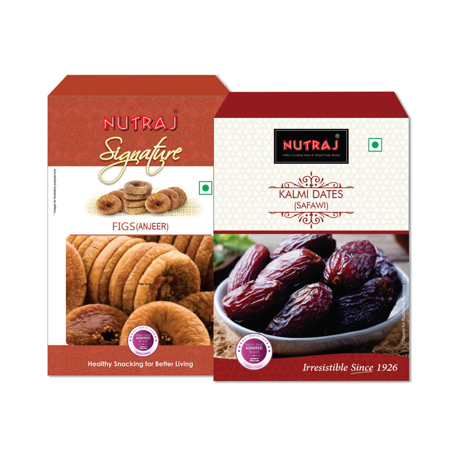 Nutraj Kalmi Dates (Safawi) (500g) and Nutraj Signature Dried Figs (Anjeer) (400g) - Vacuum Pack - 900g