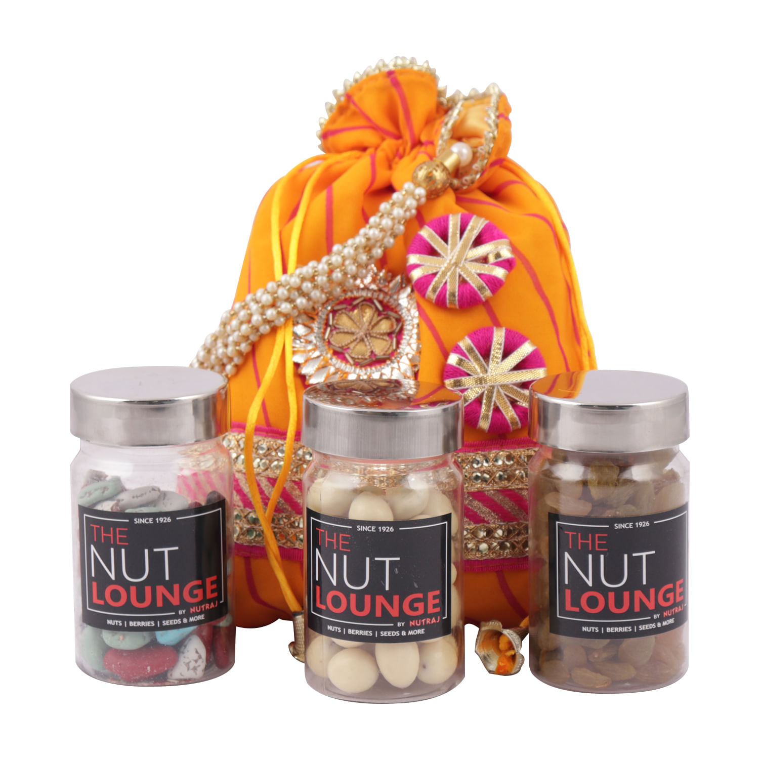 Nutraj Mixed Dry Fruits & Chocolate Gift Pack of Raisin, Kulfi Badam, Pebble Stones Chocolate (100g each) |Chocolate Gift Box for family & Friends (300g)