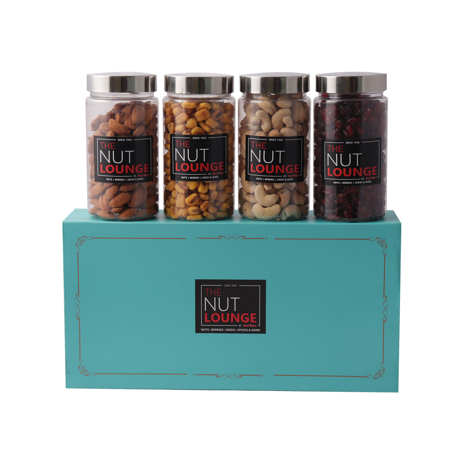 Nutraj Mixed Dry Fruits and nuts Gift Box 800g | Mix Dried Fruits Combo, Gift Pack of Roasted & Salted Almond & Cashew, Corn, Cranberry (200g each)