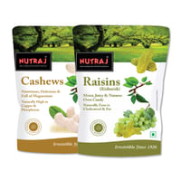 Nutraj Premium Dry Fruits Combo Pack, Cashews & Raisins 250g Each, Nutritious & Delicious Natural Dried Fruits | Kaju & Kishmish Combo Pack (500g)