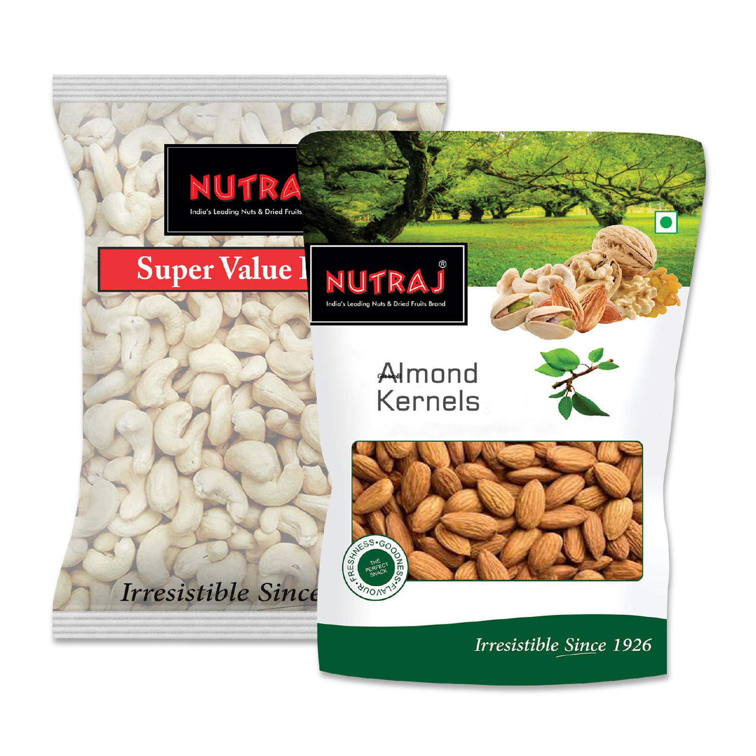 Nutraj Healthy Diet Mix Dry Fruits & Nuts Combo Pack (Whole Cashew Nuts 400g and Almonds 450g) - 850g