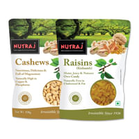 Nutraj Premium Dry Fruits Combo Pack, Cashews & Raisins 500g Each, Nutritious & Delicious Natural Dried Fruits | Kaju & Kishmish Combo Pack (Total 1 Kg)
