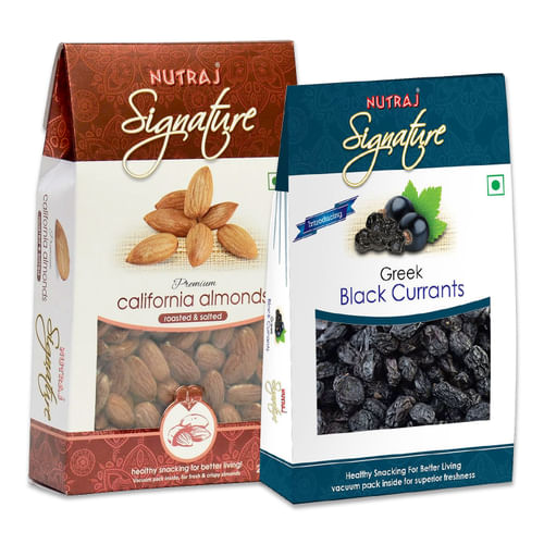 Nutraj Super Saver Dry Fruits Combo Pack 300g (Roasted & Salted Almonds 200g and Black Currant 100g)