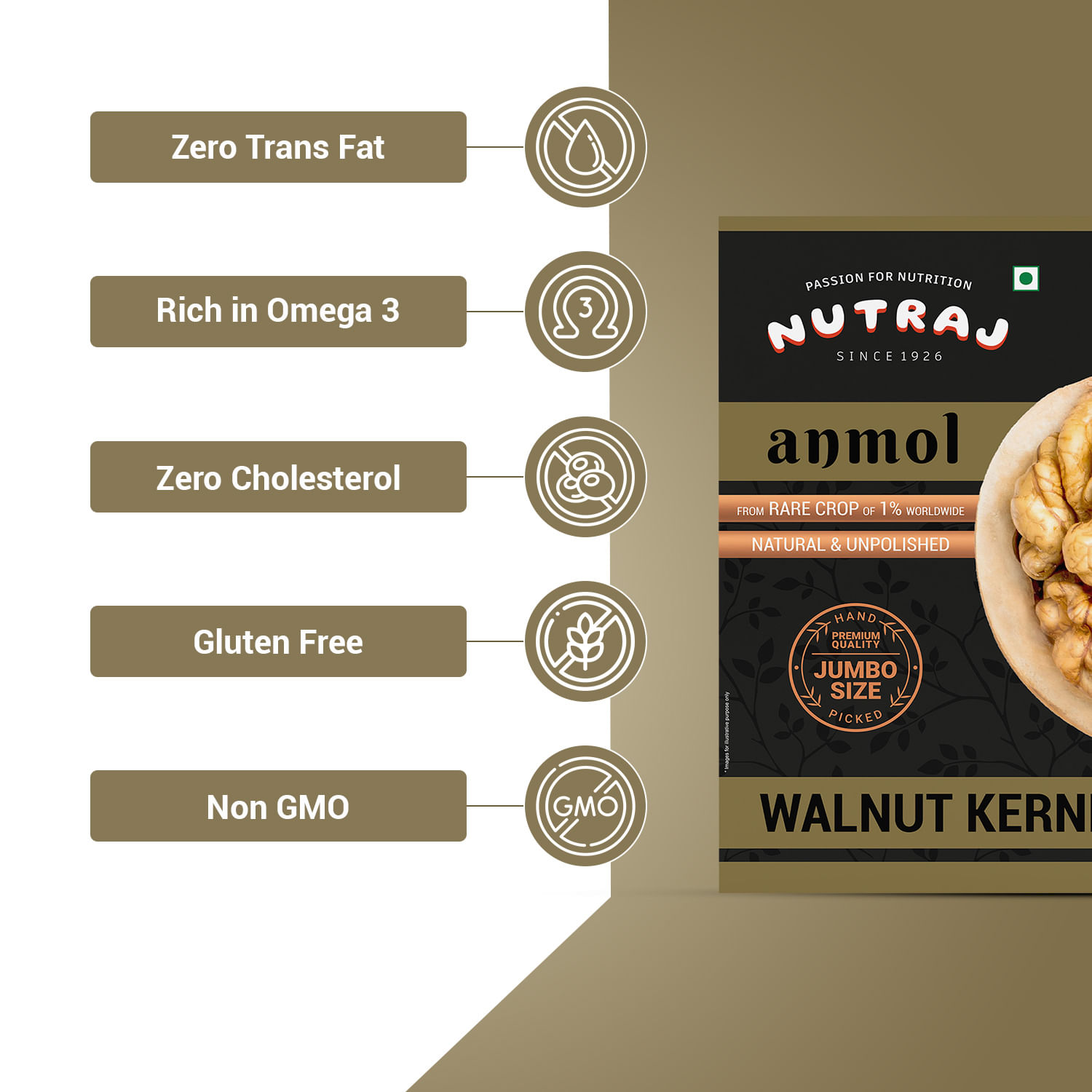 Anmol Premium Walnut Kernel (Jumbo Size - Rare Crop - Natural)
