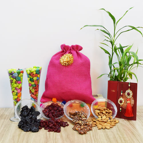 Nutraj Mixed Dry Fruit Rakhi Gift Pack 750g for Bhaiya Bhabhi (Walnuts Caramelized, Almonds, Prunes, Cranberries)