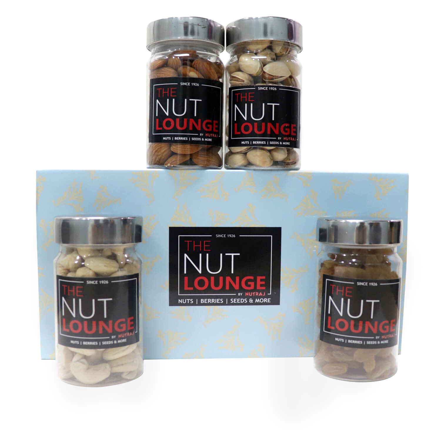 The Nut Lounge Mixed Nuts & Dry Fruit Gift Pack - Sparkle Box 400g (Blue)