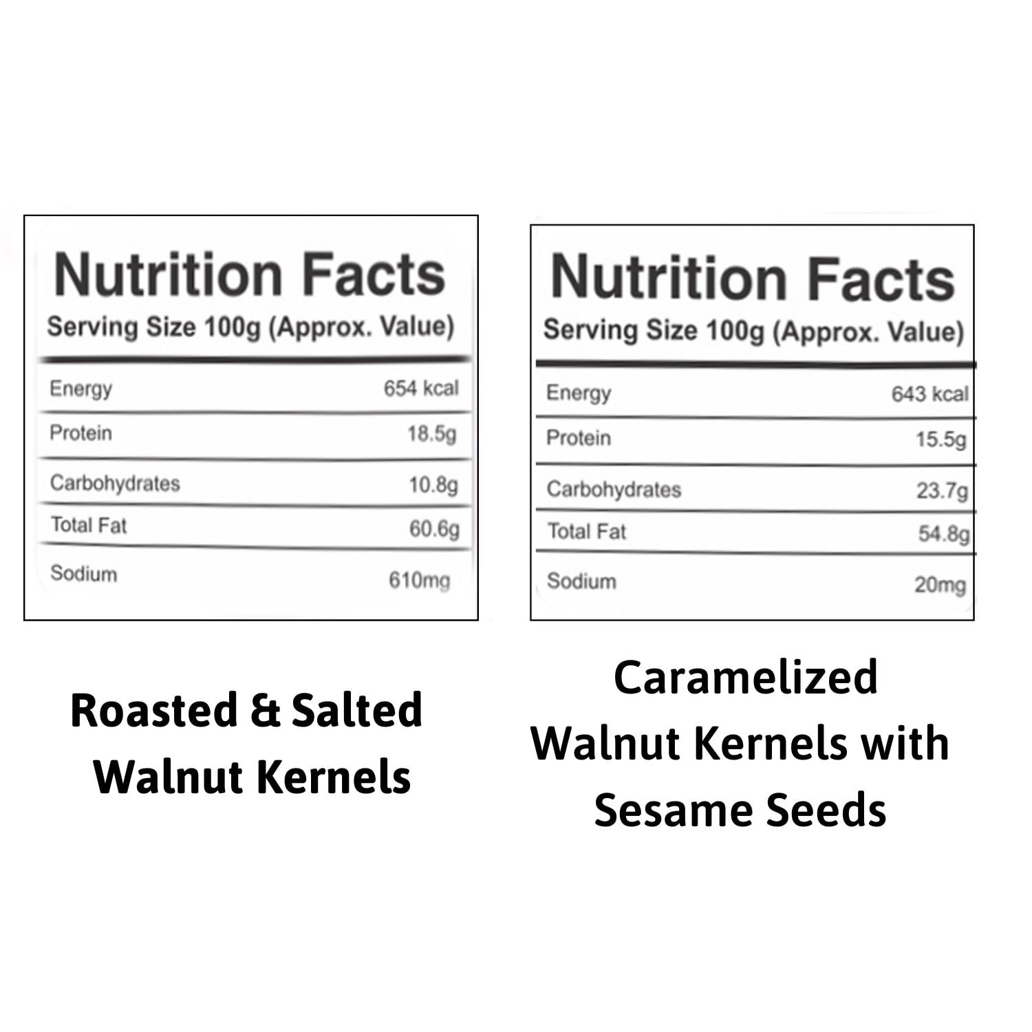 Nutraj Pack of Roasted and Salted and Caramelized Walnut Kernels with Seasame Seeds 100g Each