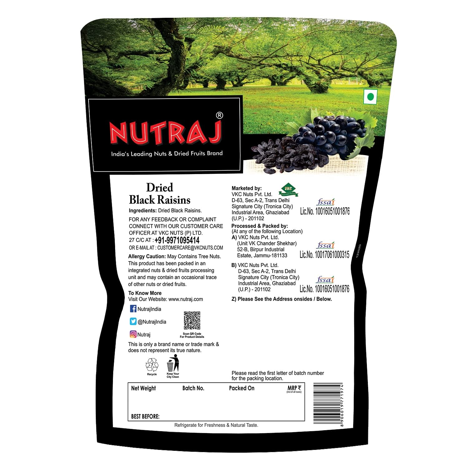 Nutraj Seedless Black Raisin 400g (2 X 200g)