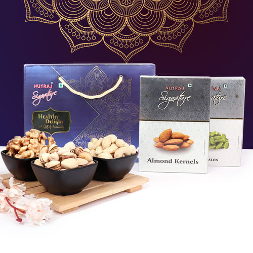 Nutraj Signature Dry Fruits Healthy Delight Gift Box 1kg | Dry Fruits Combo Pack of Almond, Cashew, Raisin, Pista, Walnut (200 g Each)