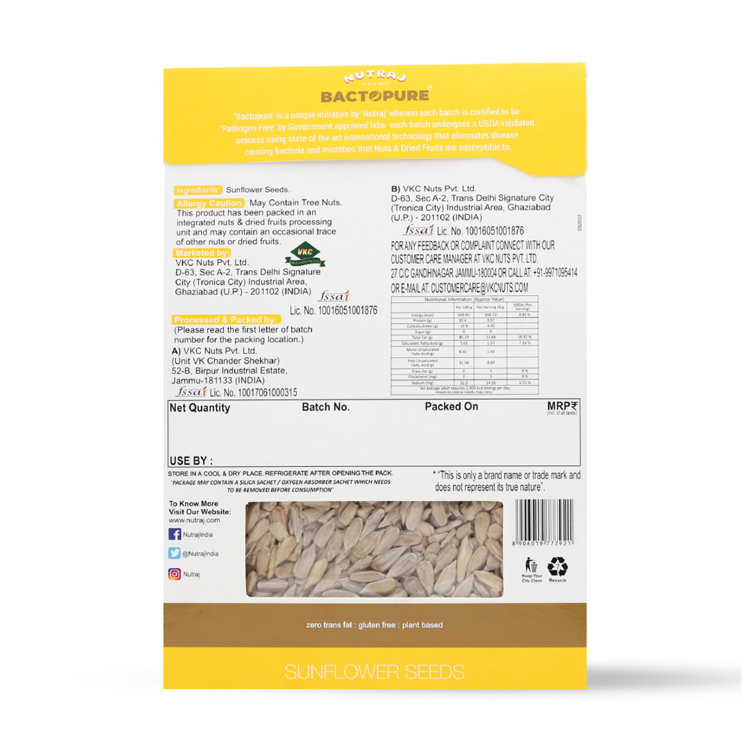 Bactopure Sunflower Seeds 200 gm - Pack of 2