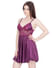Secret Wish Women's Satin Purple Babydoll Dress (Purple, Free Size)