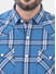 Blue Double Pocket Checkered Overshirt