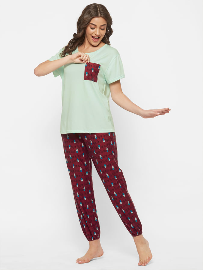 Cute Cactus Print Pyjama Set