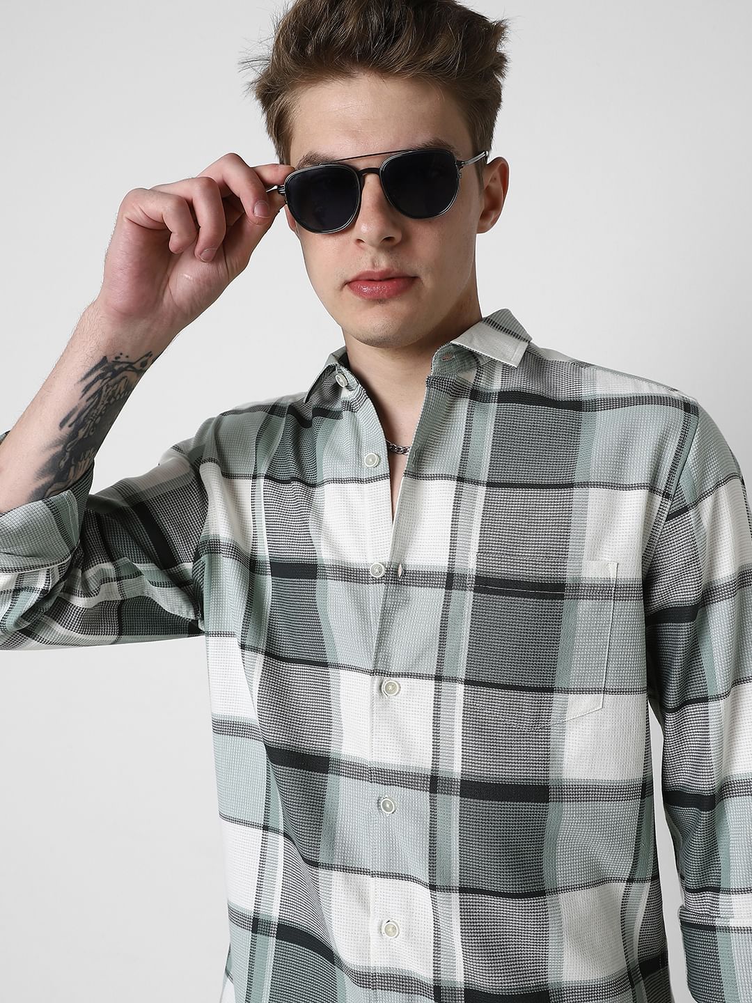 Premium Giza Cotton Dobby Checkered Shirt