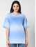 Blue Gradient Printed Oversized T-Shirt