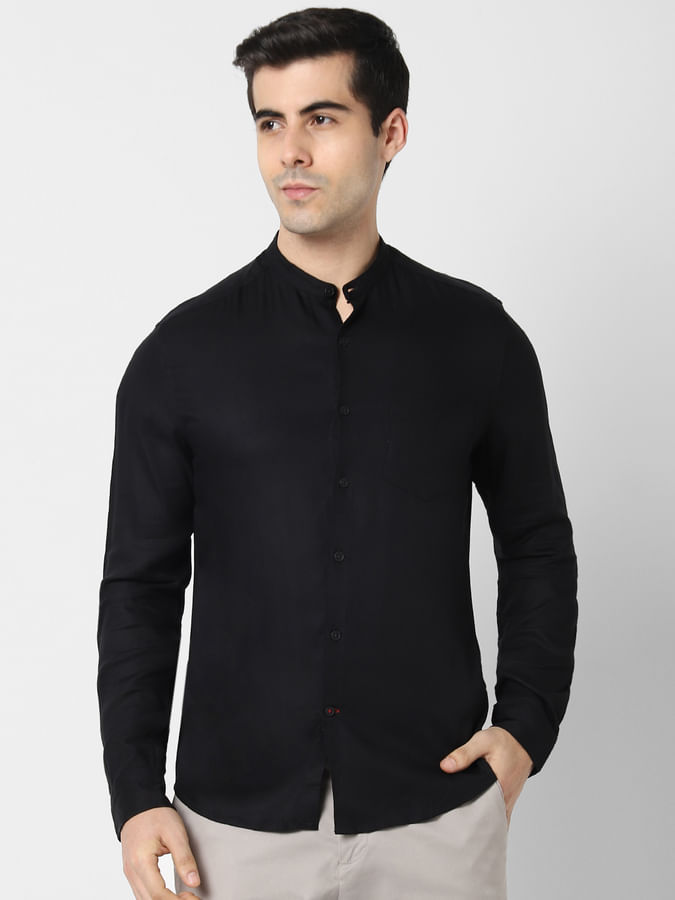 Buy Black Colour Solid Shirt Online
