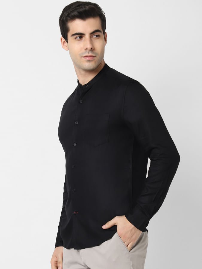 Buy Black Colour Solid Shirt Online
