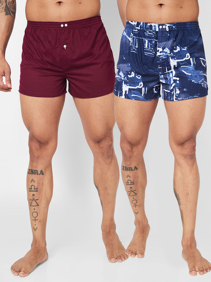 Solid & Printed Boxers (Pack of 2)