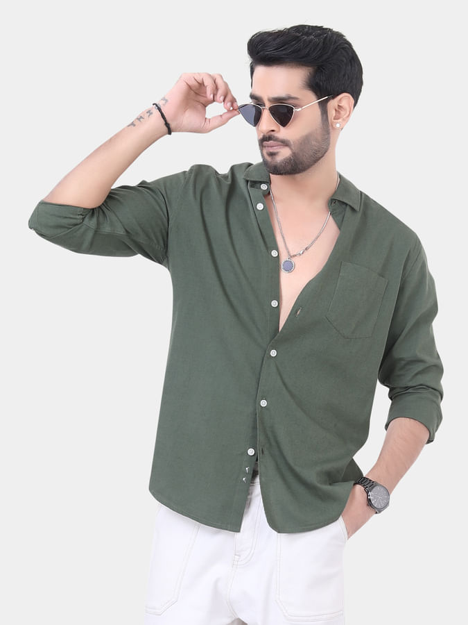 Solid Olive Green Shirt