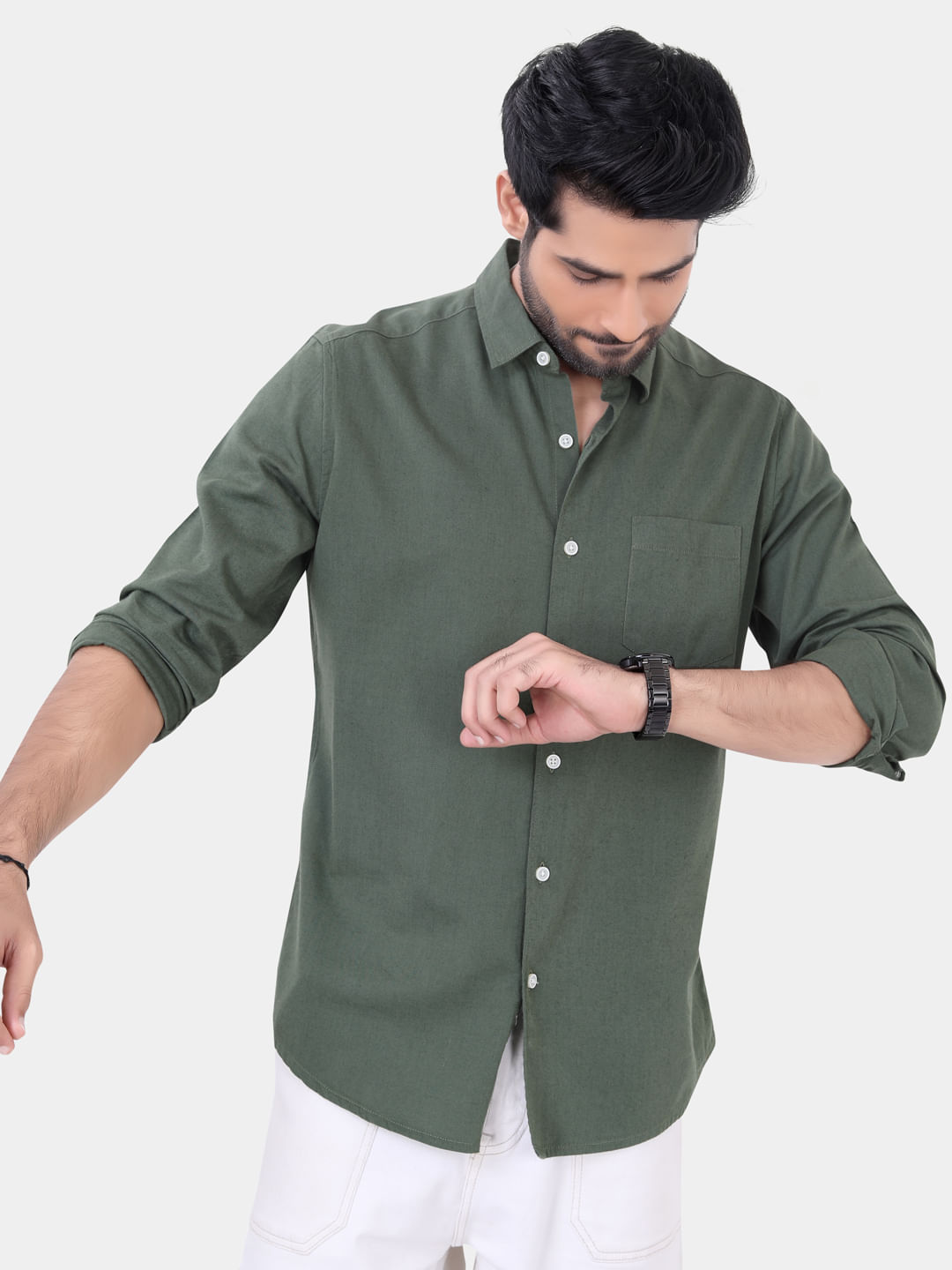 Solid cheap green shirt