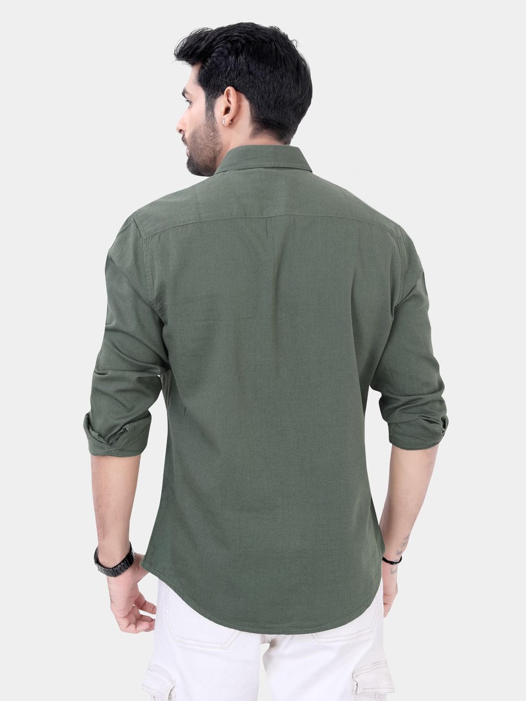 Solid best sale green shirt