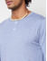 Blue Melange Henley Neck T-shirt