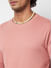 Coral Ribbed Crew Neck T-shirt