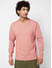 Coral Ribbed Crew Neck T-shirt