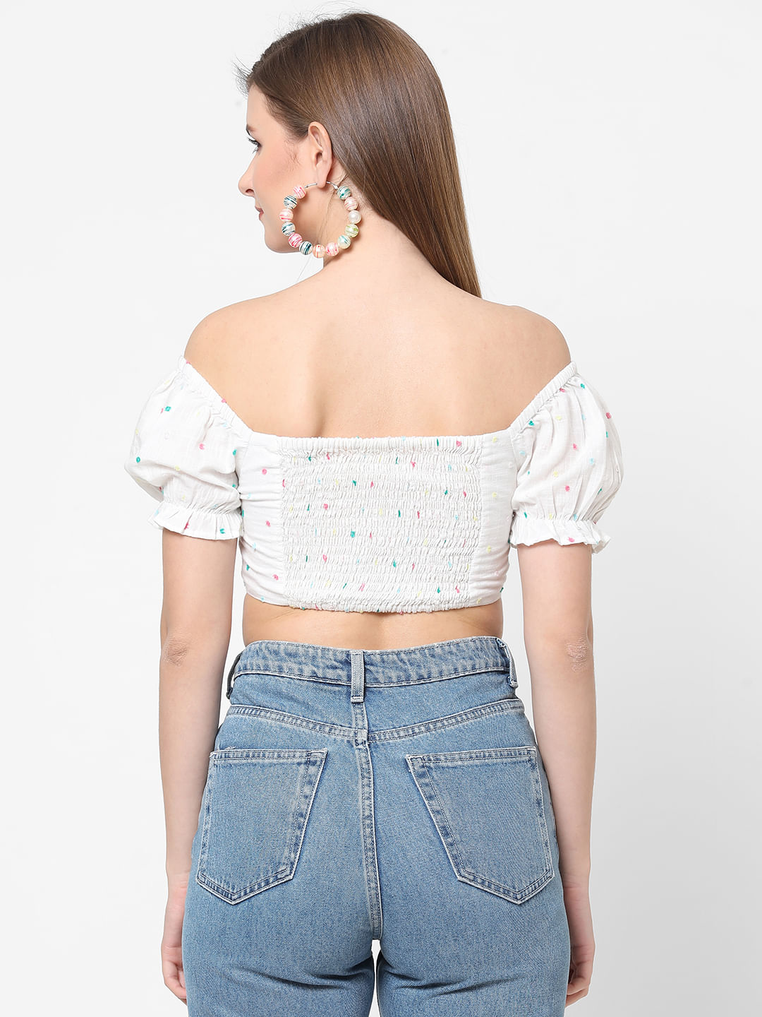 Cute white crop store tops