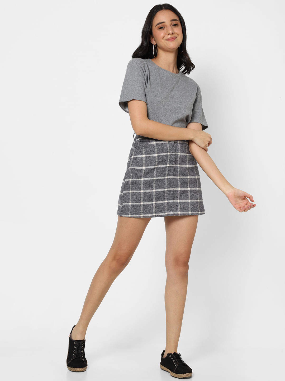 Grey Checked Skirt