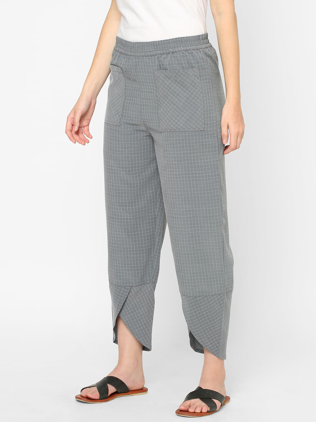 Tartan Grey Zipped Cargo Pants - Limited