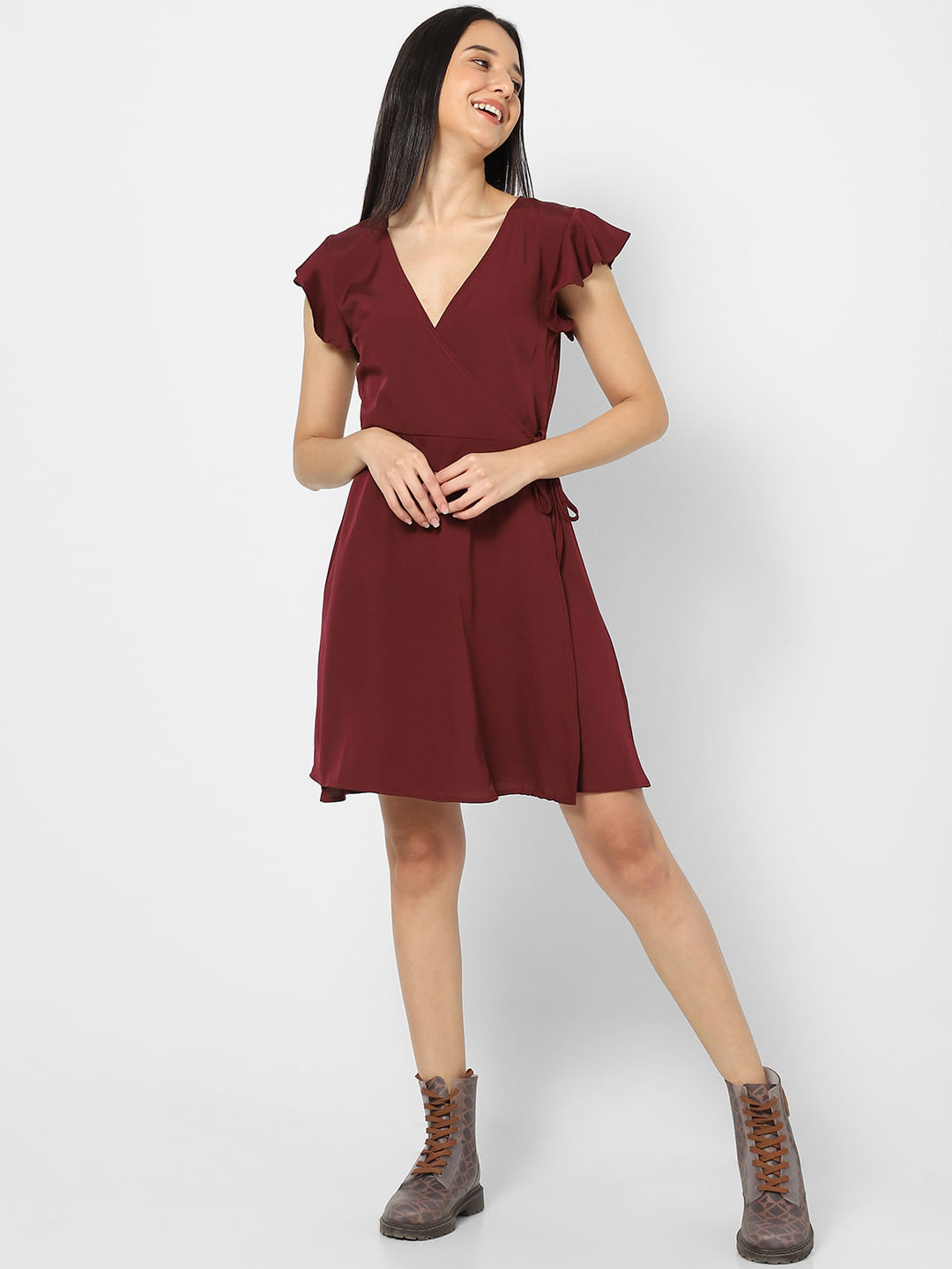 Solid Wrap Dress