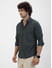 Olive Textured Casual Shirt